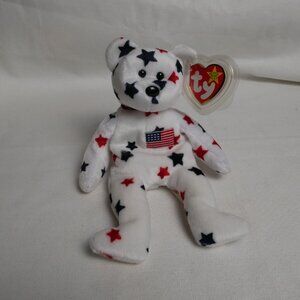 Ty Beanie Babies "Glory" The Original BB Spangle Bear With U.S. Flag & Stars VTG